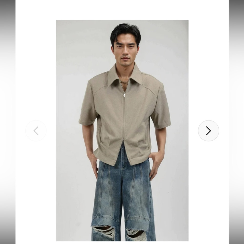Men's Beige Short Sleeve Polo Shirt